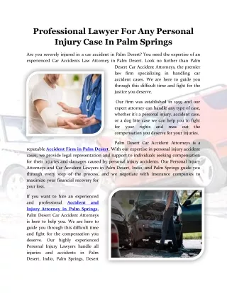 Professional Lawyer For Any Personal Injury Case In Palm Springs