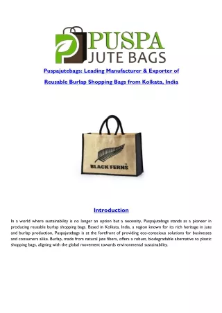 Reusable Burlap Promotional Shopping Bags with Handles Manufacturer and Exporter from Kolkata India