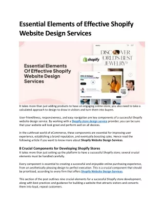 Essential Elements of Effective Shopify Website Design Services