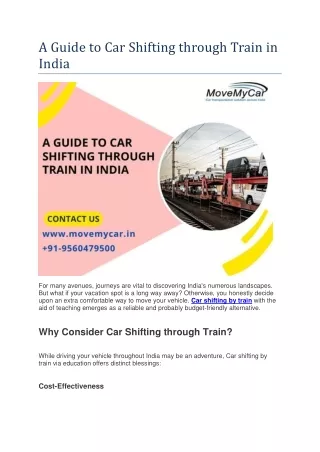 A Guide to Car Shifting through Train in India