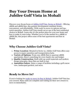 Discover Your Dream Home at Jubilee Golf Vista in Mohali (1)