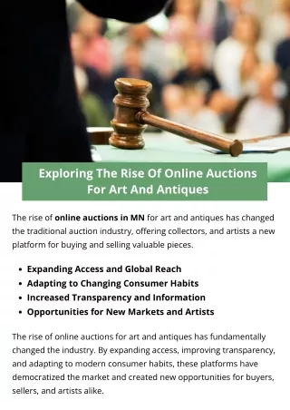 Exploring The Rise Of Online Auctions For Art And Antiques