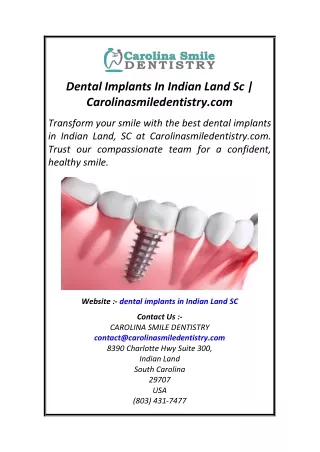 Dental Implants In Indian Land Sc  Carolinasmiledentistry.com