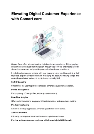 Elevating Digital Customer Experience with Csmart care