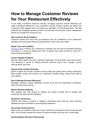 How to Manage Customer Reviews for Your Restaurant Effectively
