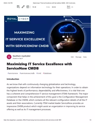Maximizing IT Service Excellence with ServiceNow CMDB