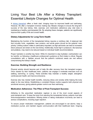 Living Your Best Life After a Kidney Transplant_ Essential Lifestyle Changes for Optimal Health