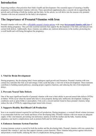 5 Reasons Why Prenatal Vitamins with Iron are Essential for Baby's Development