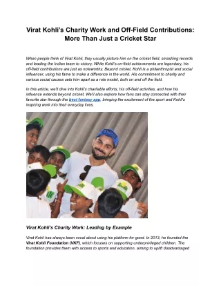 Virat Kohli’s Charity Work and Off-Field Contributions_ More Than Just a Cricket Star