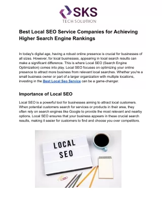 Best Local SEO Service Companies for Achieving Higher Search Engine Rankings