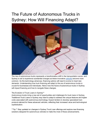 Commercial Vehicle Loans in Sydney