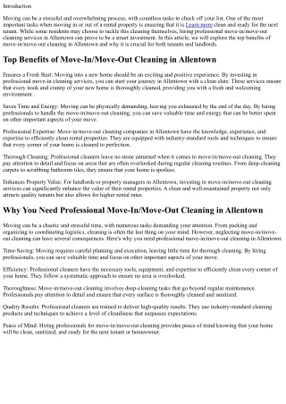 Why Professional Move-In/Move-Out Cleaning is a Smart Investment for Allentown R