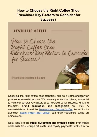 How to Choose the Right Coffee Shop Franchise_ Key Factors to Consider for Success