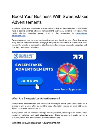 Boost Your Business With Sweepstakes Advertisements