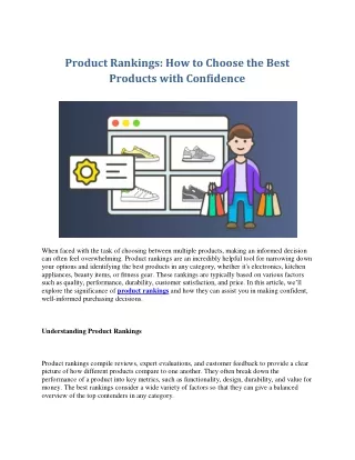 Product Rankings How to Choose the Best Products with Confidence