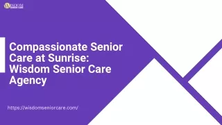 Compassionate Senior Care at Sunrise Wisdom Senior Care Agency