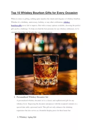 Top 10 Whiskey Bourbon Gifts for Every Occasion