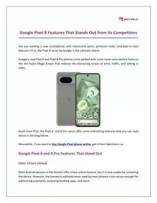 Google Pixel 8 Features That Stands Out from Its Competitors