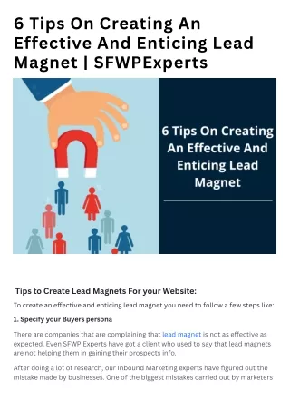 6 Tips On Creating An Effective And Enticing Lead Magnet - SFWPExperts