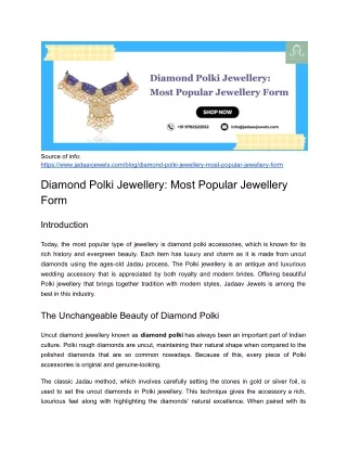 Diamond Polki Jewellery: Most Popular Jewellery Form
