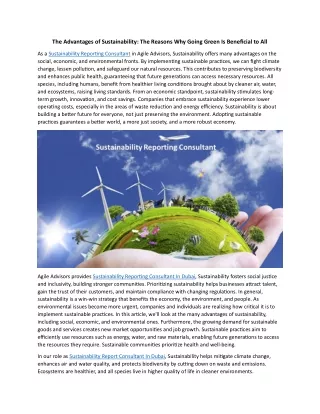 The Advantages of Sustainability: The Reasons Why Going Green Is Beneficial