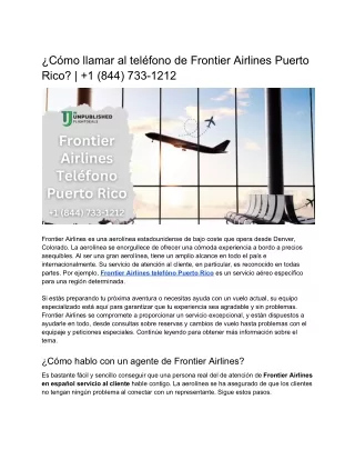 ¿Cómo llamar al teléfono de Frontier Airlines Puerto Rico |  1 (844) 733-1212