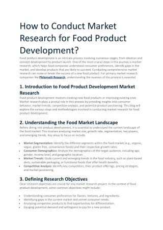 How to Conduct Market Research for Food Product Development