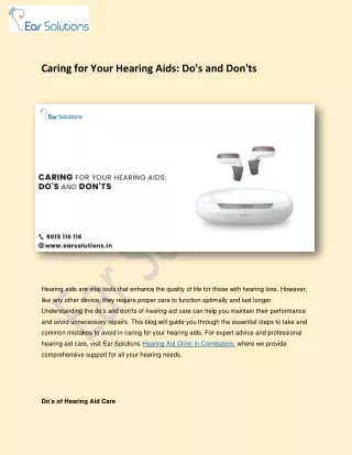 Caring for Your Hearing Aids- Do's and Don'ts