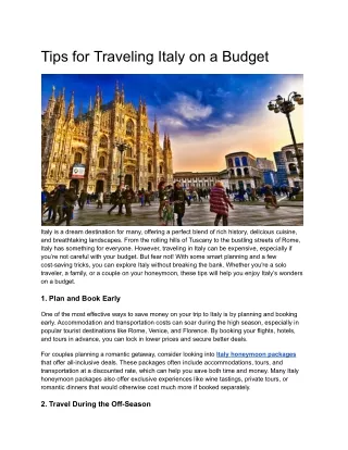 Italy honeymoon packages