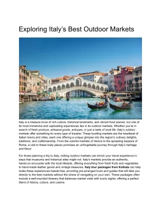 Italy tour packages from Kolkata