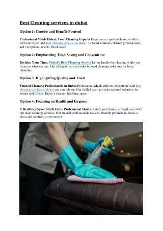 Best Cleaning services in dubai