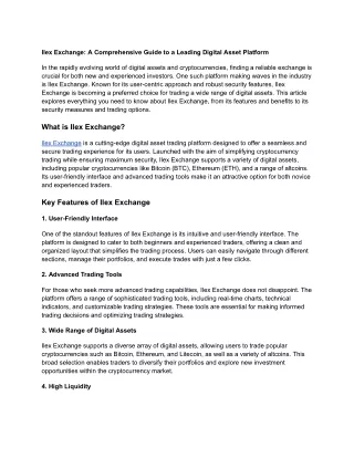 Ilex Exchange_ A Comprehensive Guide to a Leading Digital Asset Platform