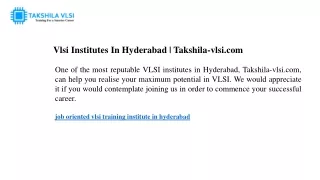 Vlsi Institutes In Hyderabad  Takshila-vlsi.com