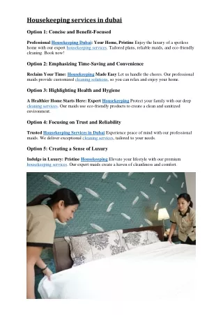 Housekeeping services in dubai