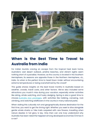 Best Time for Indians to Visit Australia | GT Holidays