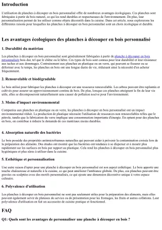 “Les avantages écologiques des planches a découper en bois personnalisé”