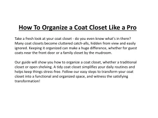 How To Organize a Coat Closet Like a Pro