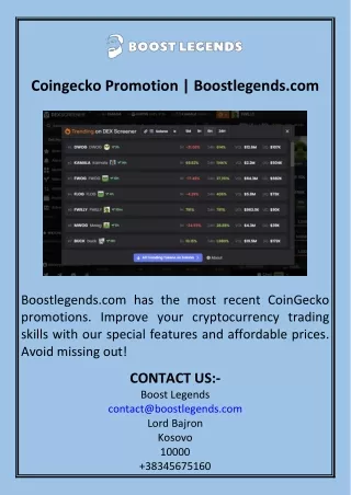 Coingecko Promotion  Boostlegends.com
