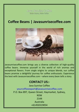 Coffee Beans  Javasunrisecoffee.com