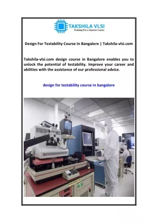 Design For Testability Course In Bangalore Takshila-vlsi.com