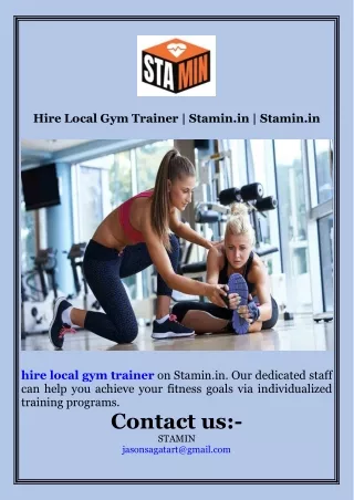 Hire Local Gym Trainer  Stamin.in  Stamin.in