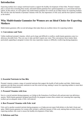 Why Multivitamin Gummies for Women are an Ideal Choice for Expecting Mothers
