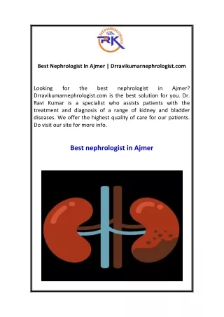 Best Nephrologist In Ajmer | Drravikumarnephrologist.com