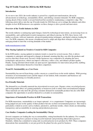 Top 10 Textile Trends for 2024 in the B2B Market