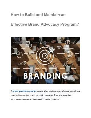 How to Build and Maintain an Effective Brand Advocacy Program
