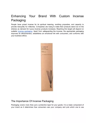 Enhancing Your Brand With Custom Incense Packaging