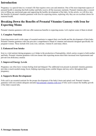 Breaking Down the Benefits of Prenatal Vitamins Gummy with Iron for Expecting Mo