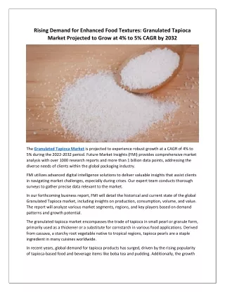 Granulated Tapioca Market