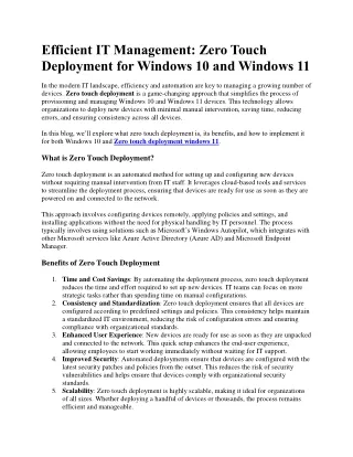 Efficient IT Management Zero Touch Deployment