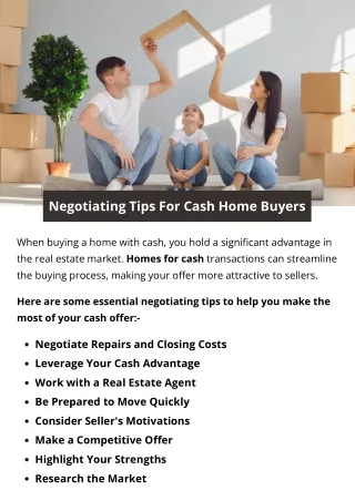 Negotiating Tips For Cash Home Buyers